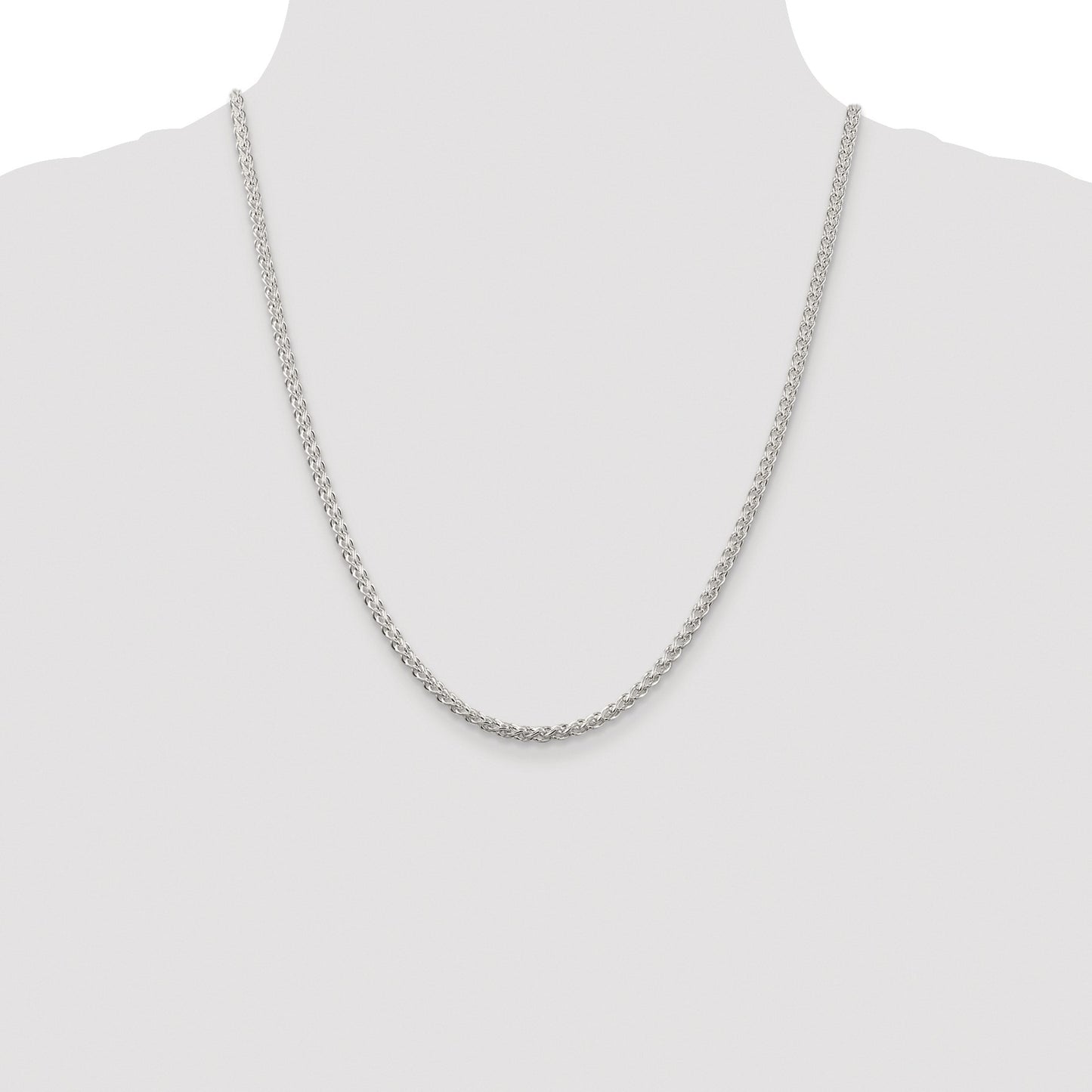 Sterling Silver Rhodium-plated 3mm Round Spiga Chain