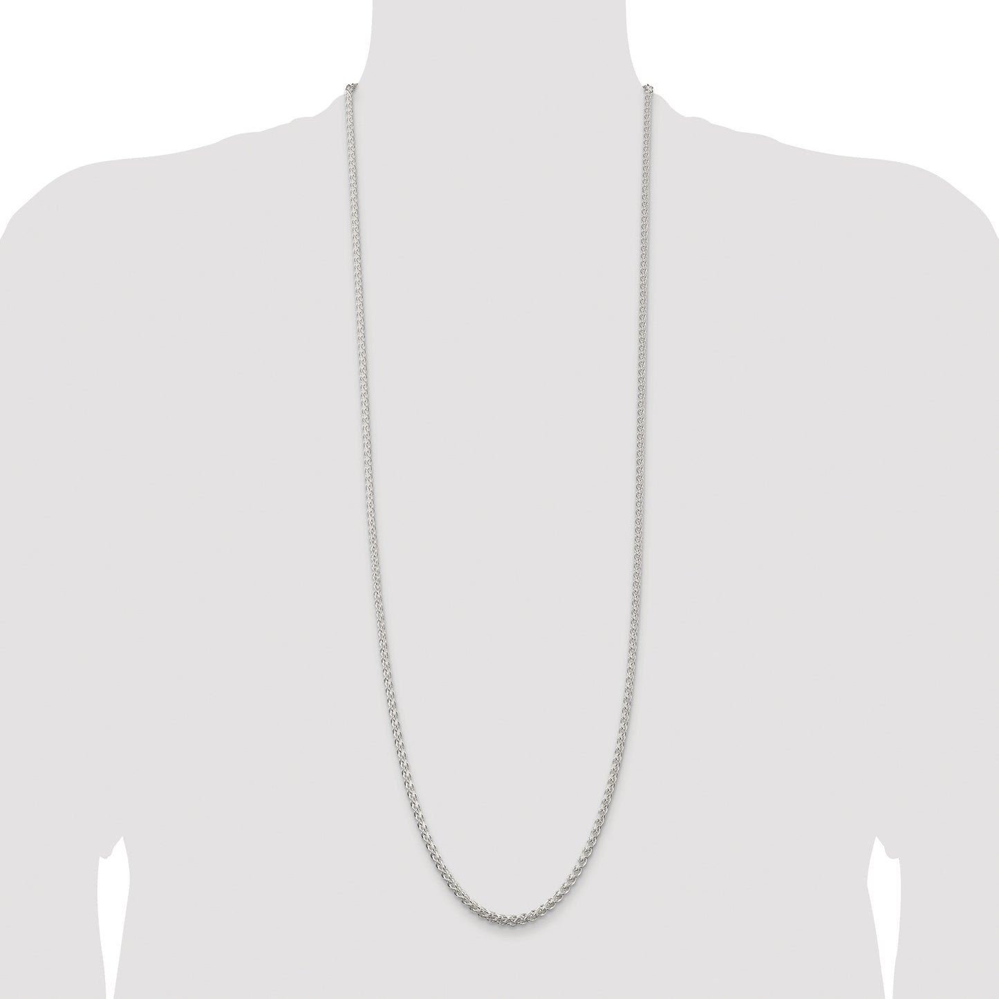 Sterling Silver Rhodium-plated 3mm Round Spiga Chain