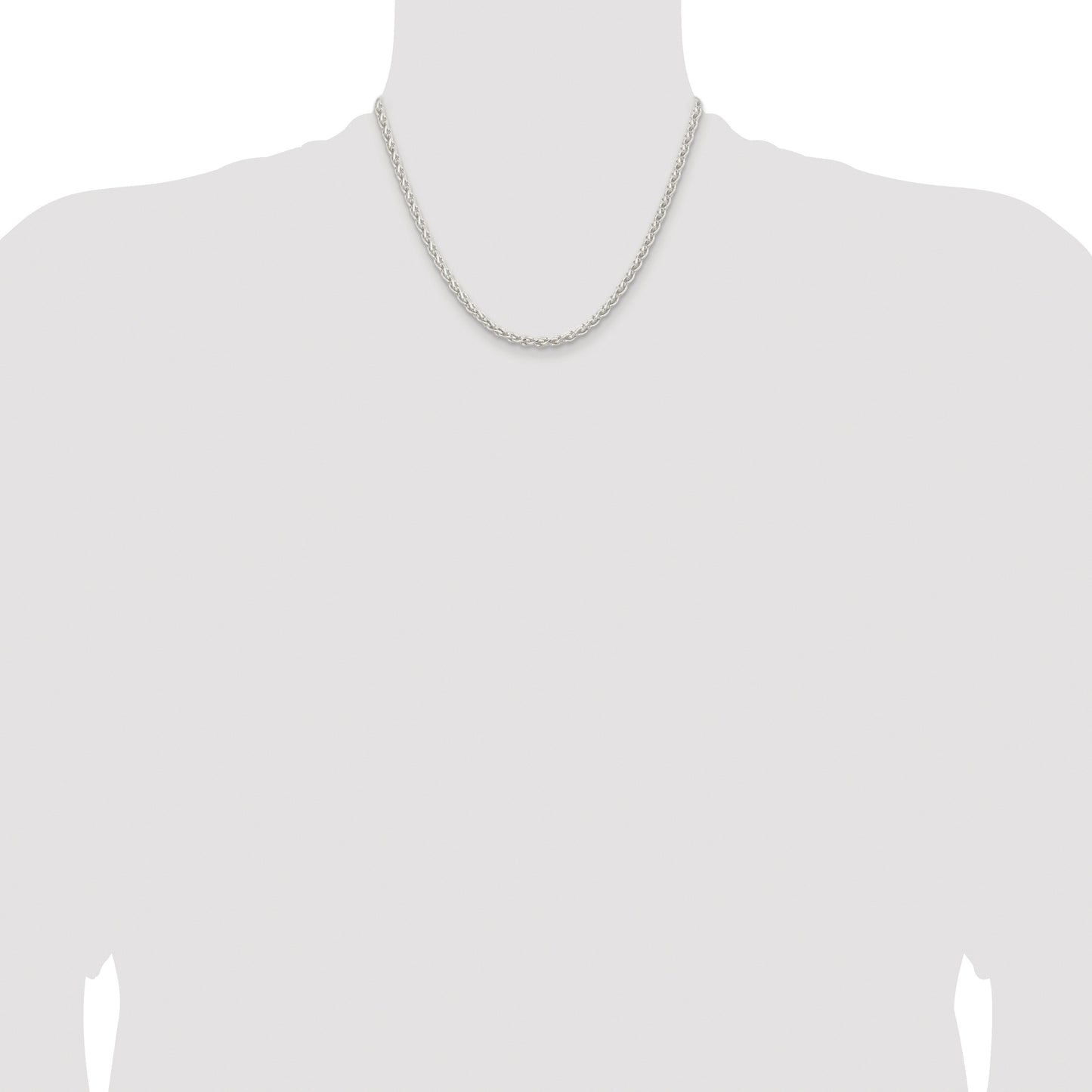 Sterling Silver Rhodium-plated 3.7mm Round Spiga Chain