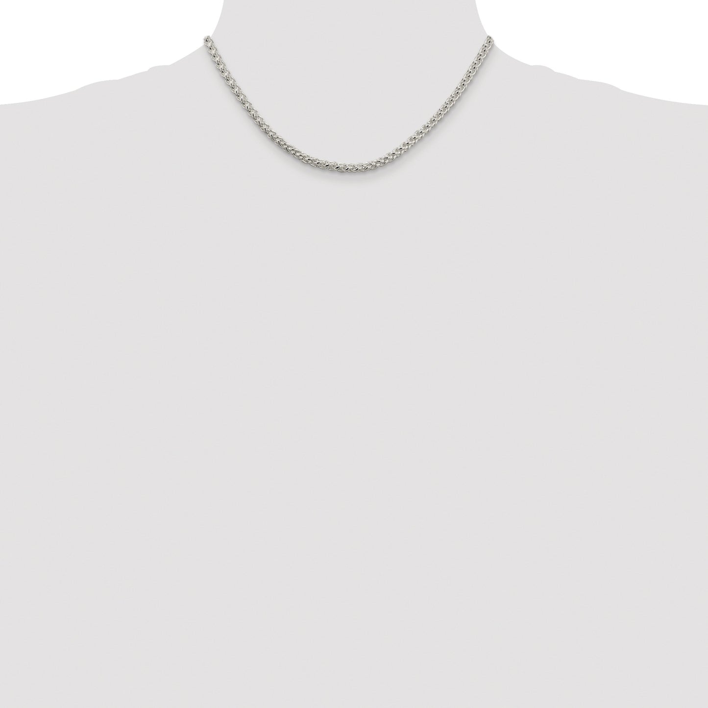 Sterling Silver Rhodium-plated 4mm Round Spiga Chain