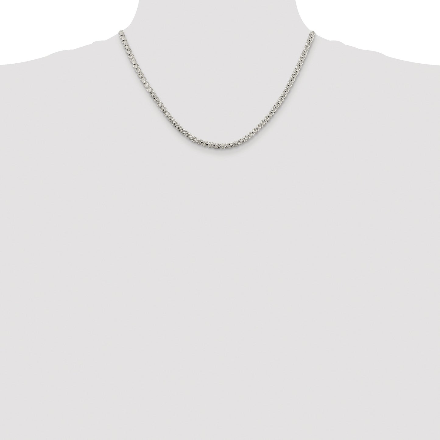 Sterling Silver Rhodium-plated 4mm Round Spiga Chain