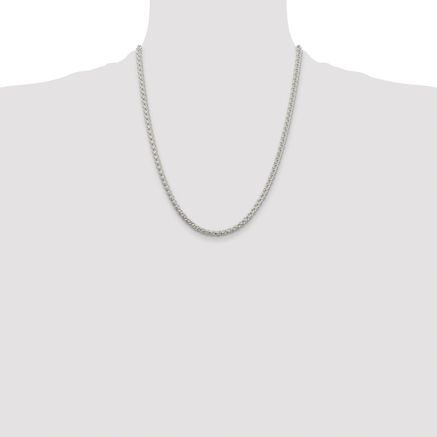 Sterling Silver Rhodium-plated 4mm Round Spiga Chain