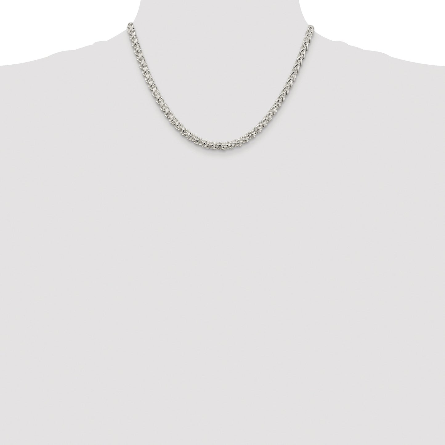 Sterling Silver Rhodium-plated 5mm Round Spiga Chain