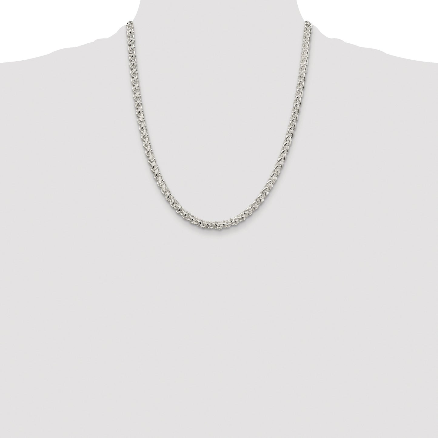Sterling Silver Rhodium-plated 5mm Round Spiga Chain