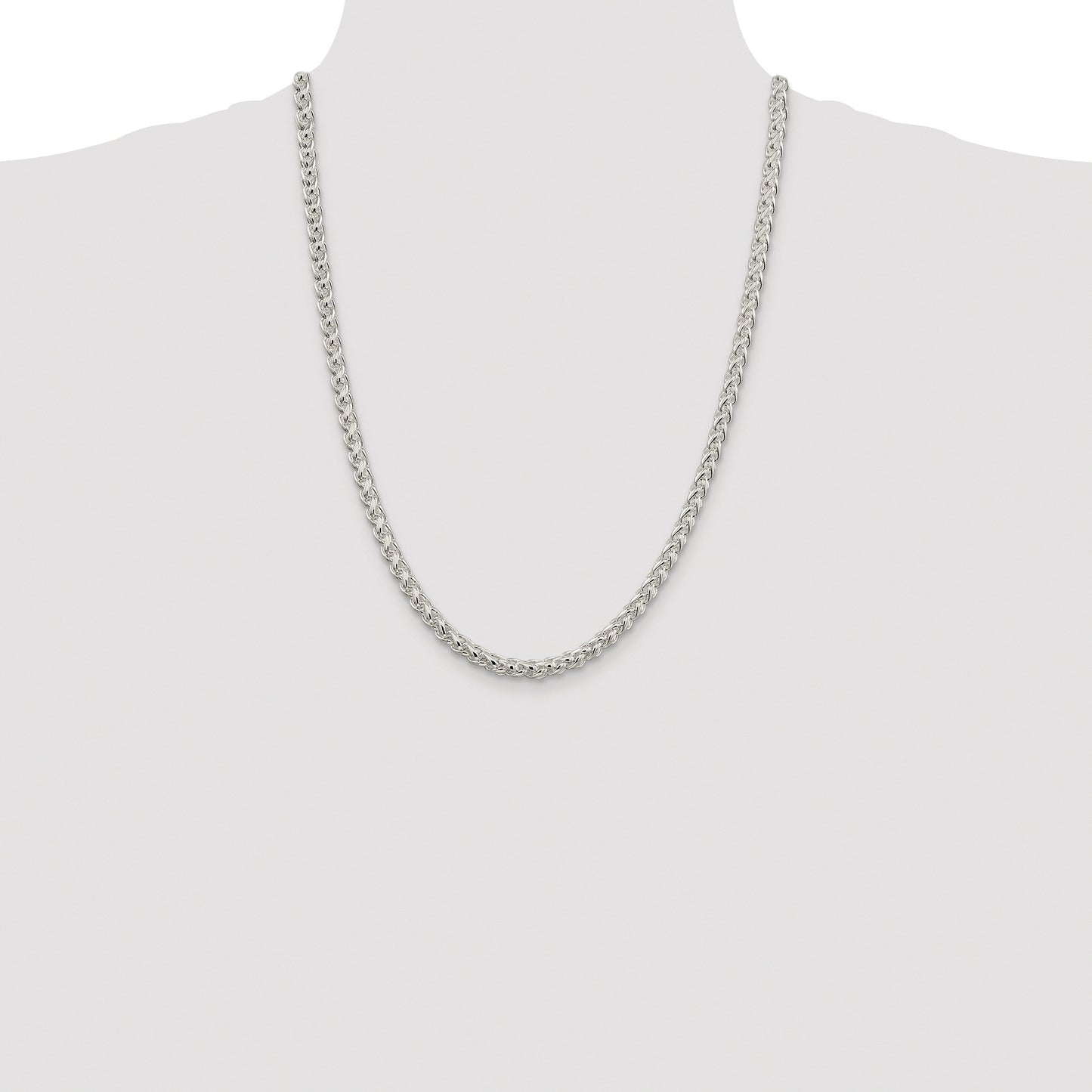 Sterling Silver Rhodium-plated 5mm Round Spiga Chain