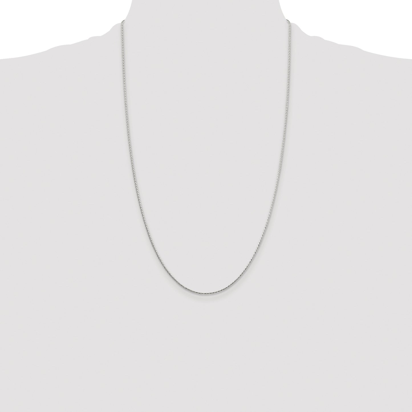 Sterling Silver Rhodium-plated 1.25mm Diamond-cut Round Spiga Chain