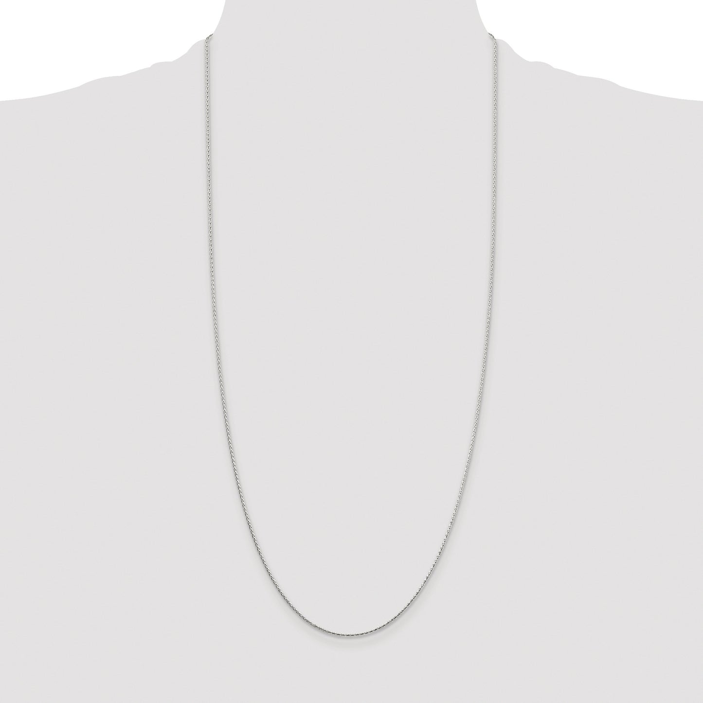 Sterling Silver Rhodium-plated 1.25mm Diamond-cut Round Spiga Chain
