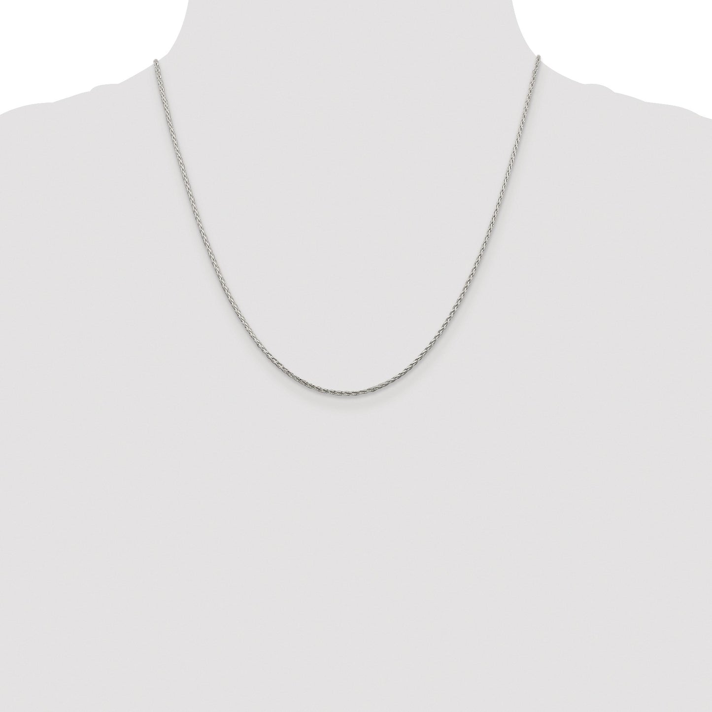 Sterling Silver Rhodium-plated 1.45mm Diamond-cut Round Spiga Chain
