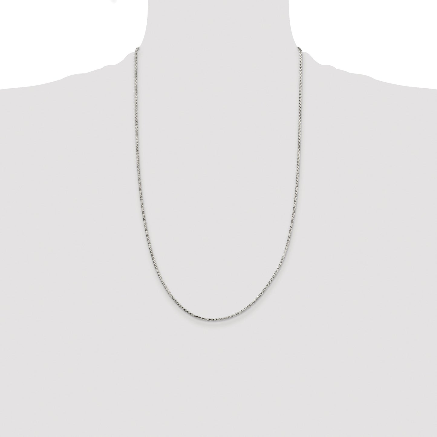 Sterling Silver Rhodium-plated 1.7mm Diamond-cut Round Spiga Chain