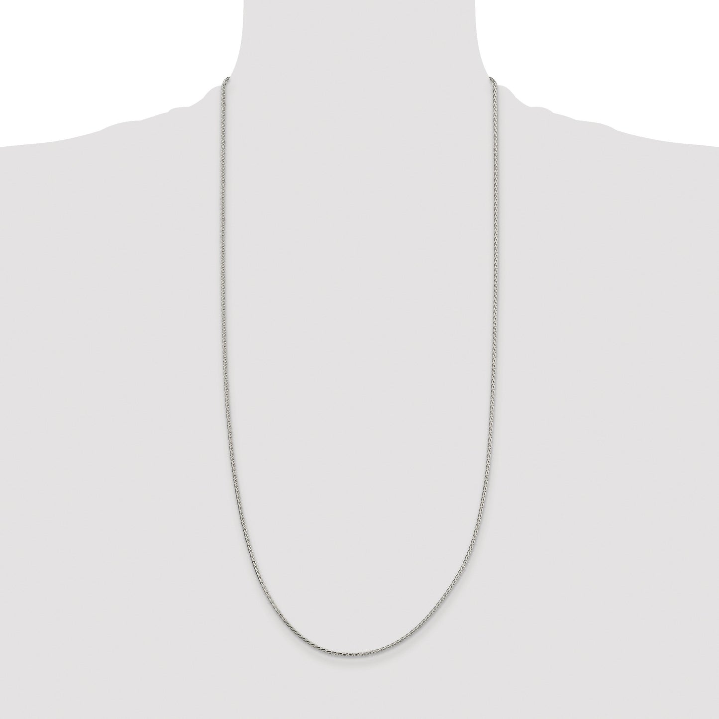 Sterling Silver Rhodium-plated 1.7mm Diamond-cut Round Spiga Chain