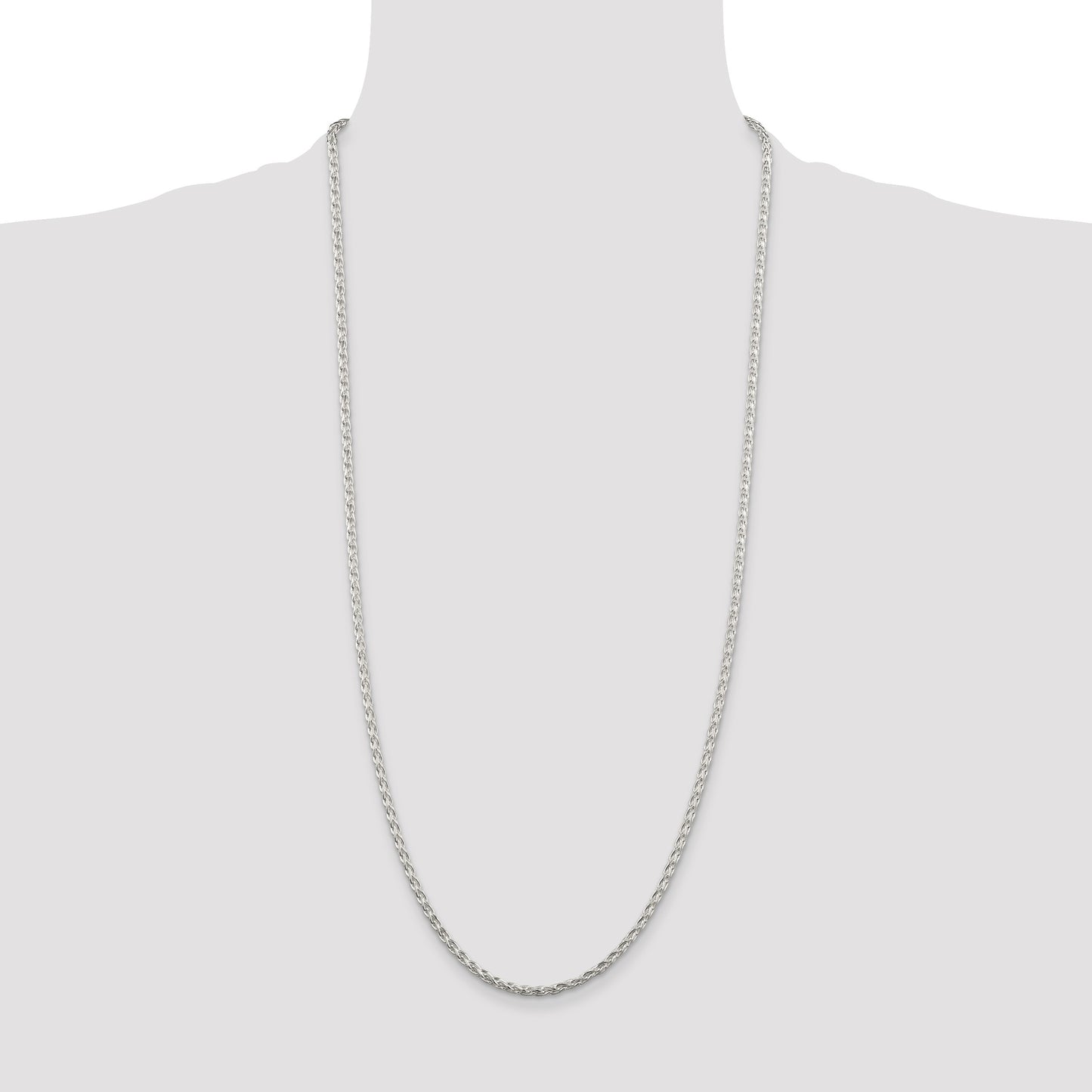 Sterling Silver 2.85mm Diamond-cut Round Spiga Chain