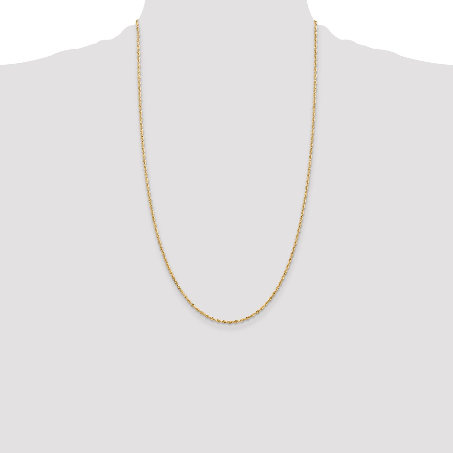 14K 26 Inch 1.85mm Diamond-cut Quadruple Rope Lobster Clasp Chain