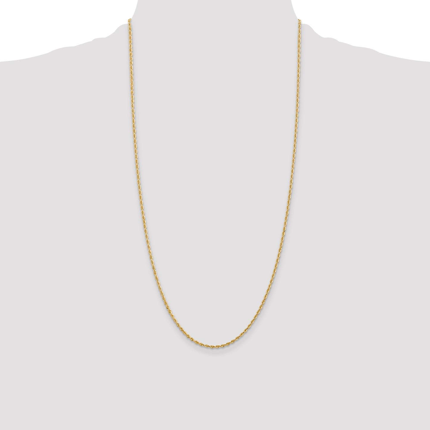 14K 28 Inch 2mm Diamond-cut Quadruple Rope Lobster Clasp Chain