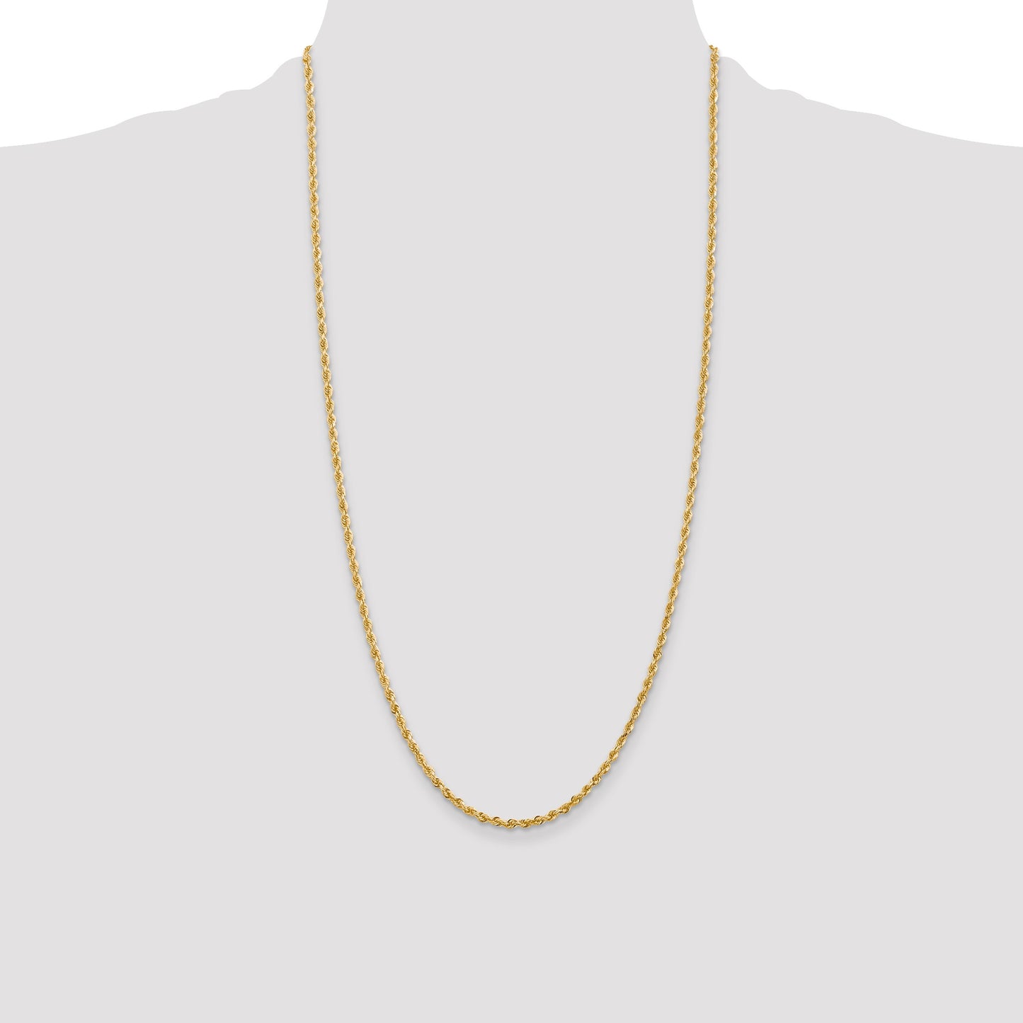 14K 28 Inch 2.75mm Diamond-cut Quadruple Rope Lobster Clasp Chain