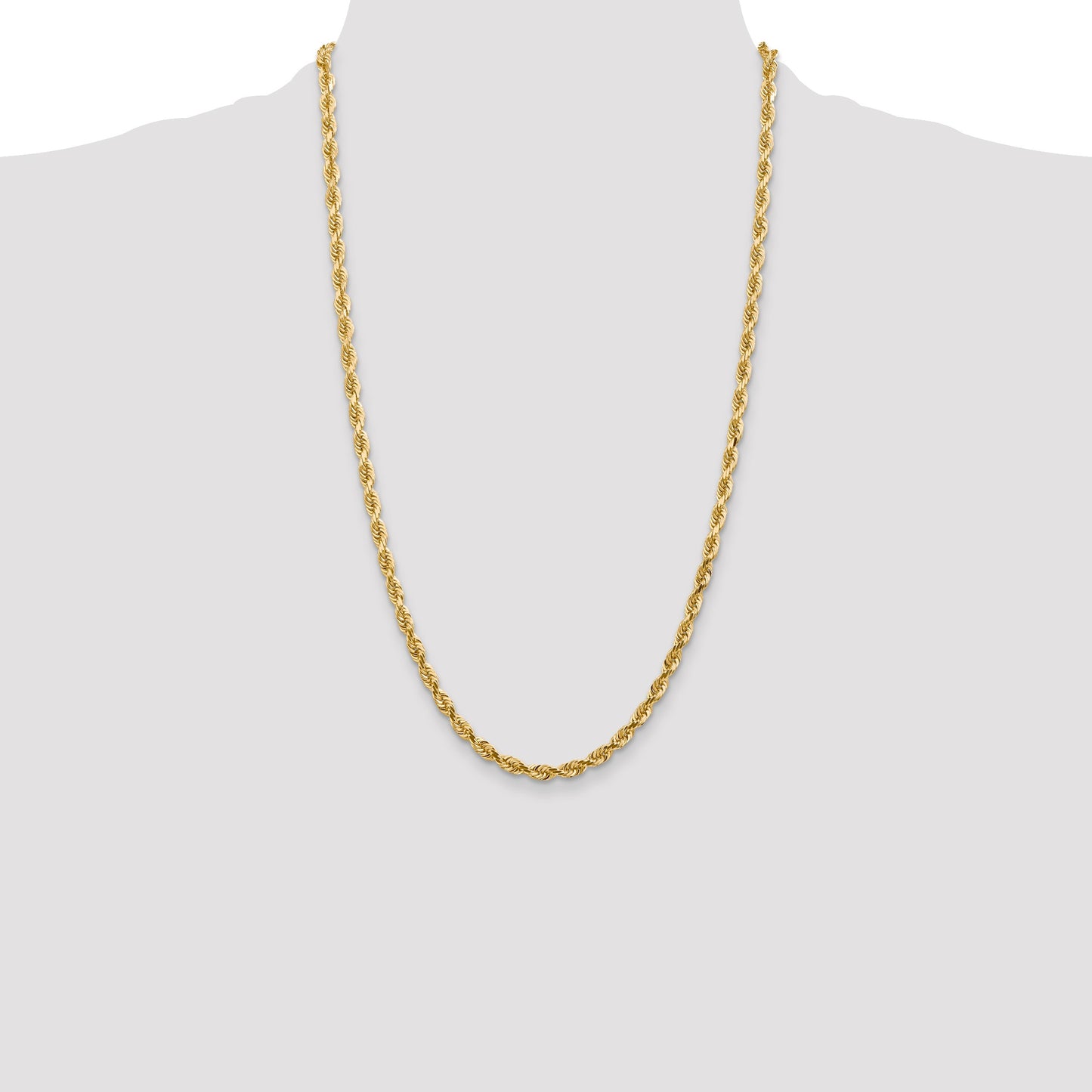 14K 26 Inch 4.5mm Diamond-cut Quadruple Rope Lobster Clasp Chain