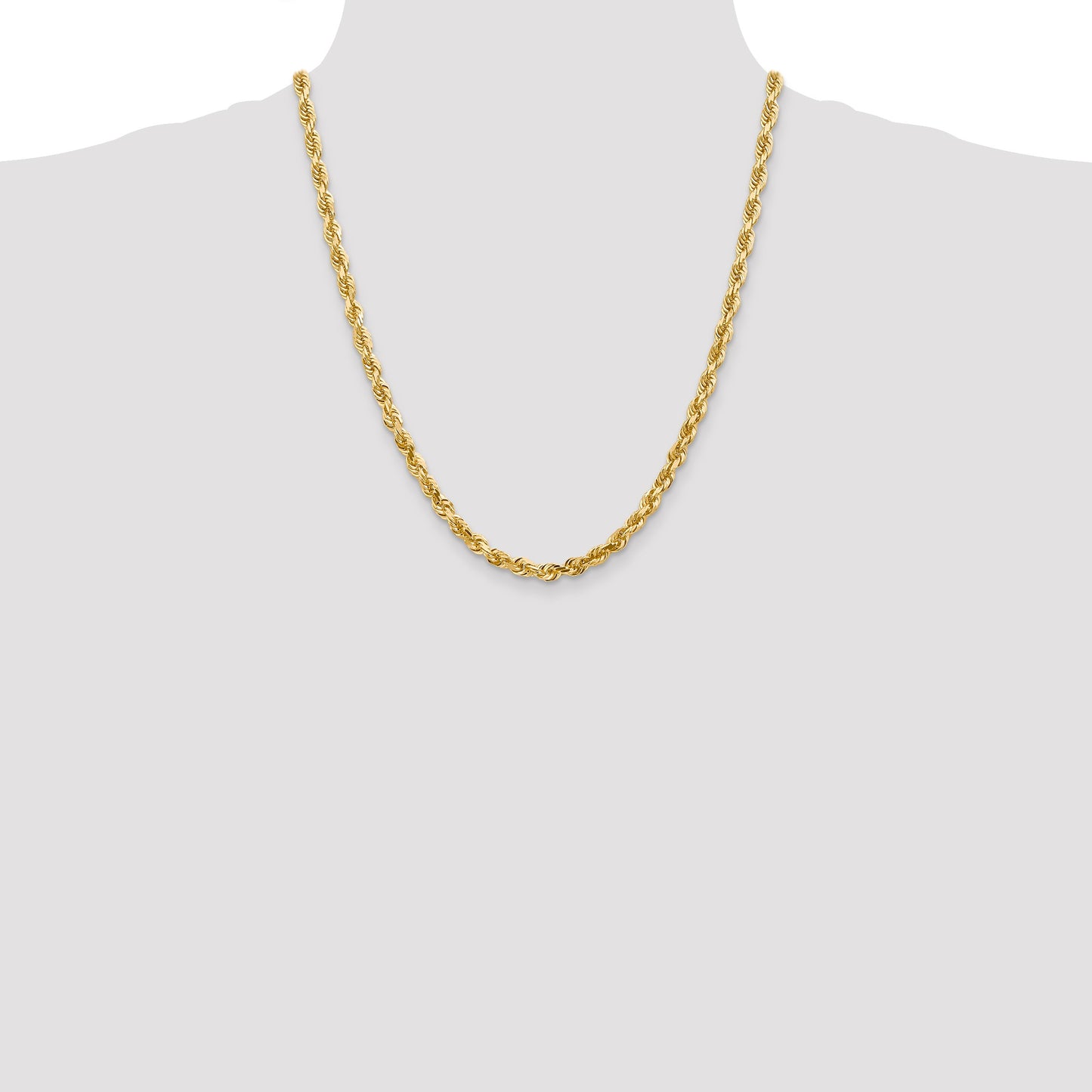 14K 22 Inch 5mm Diamond-cut Quadruple Rope Lobster Clasp Chain