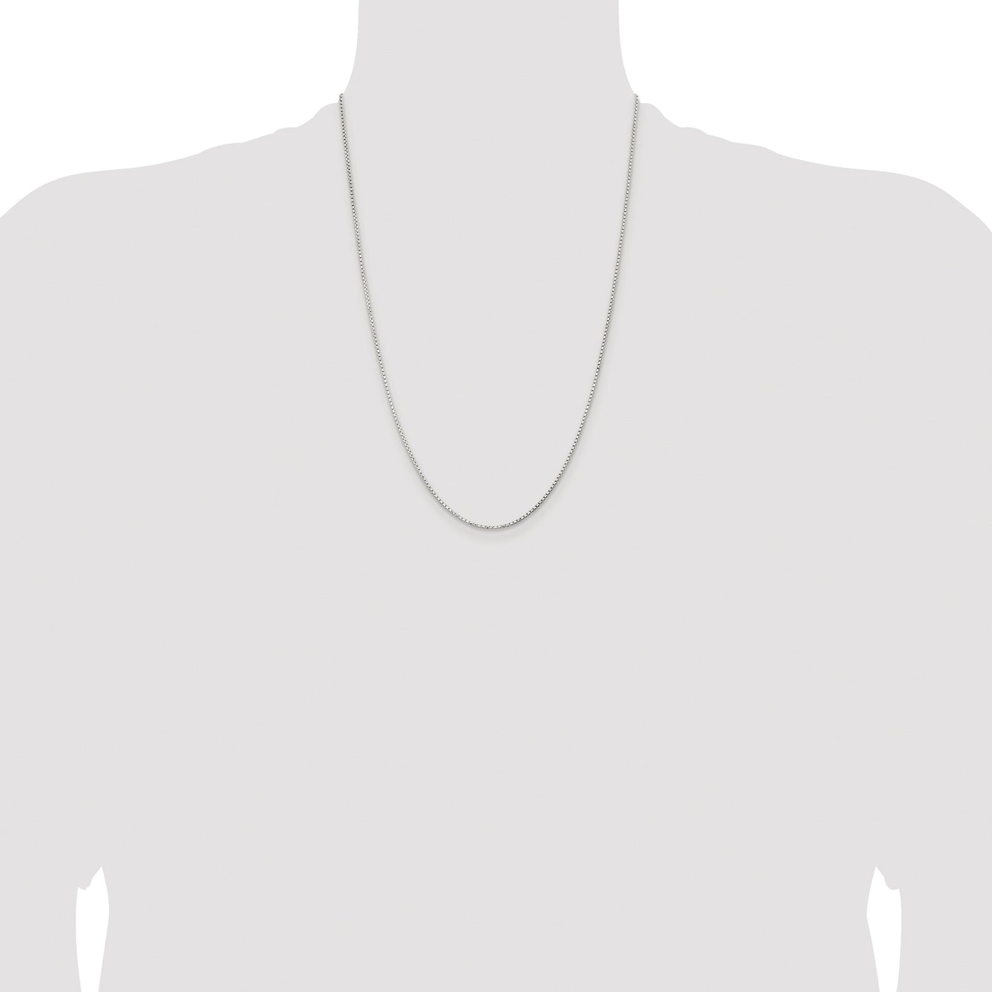 Sterling Silver Rhodium-plated 1.3mm Diamond-cut Round Box Chain