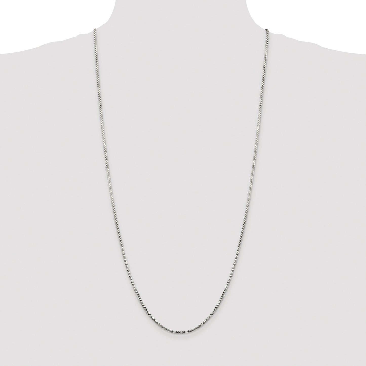 Sterling Silver Rhodium-plated 1.75mm Diamond-cut Round Box Chain