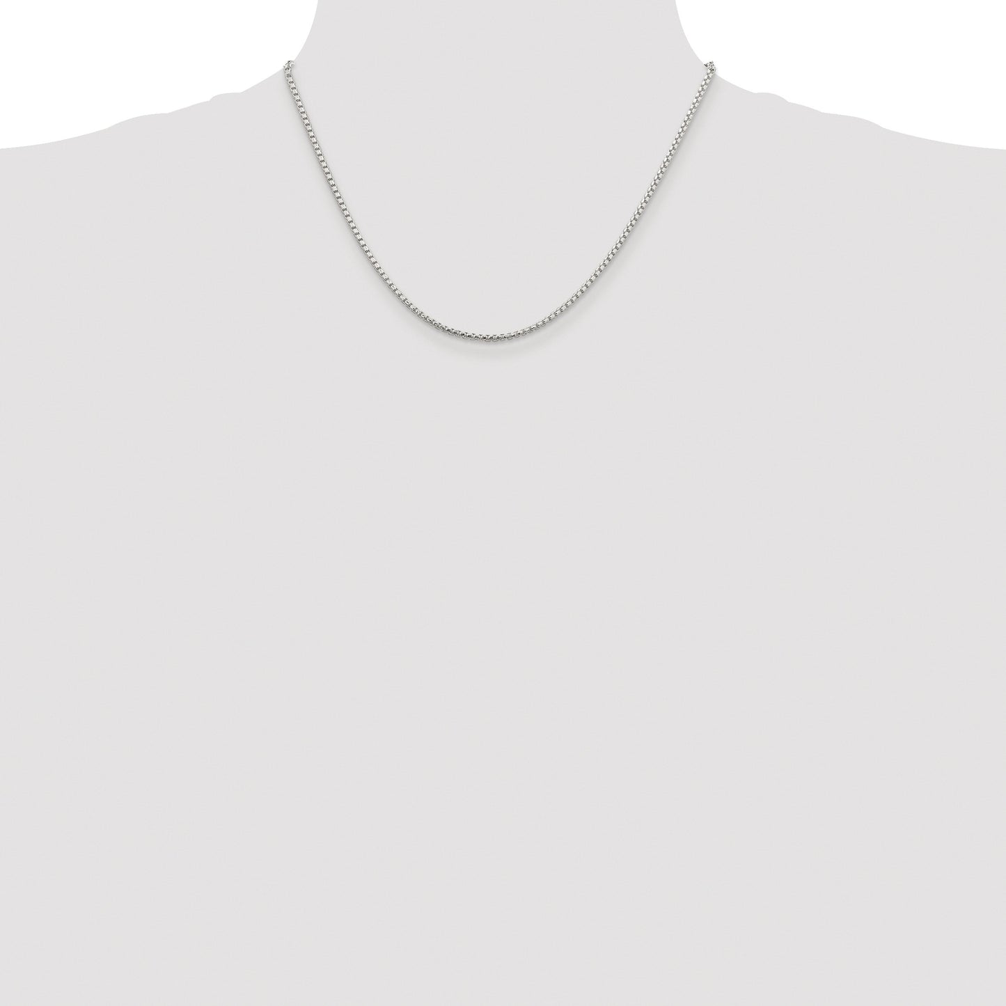 Sterling Silver Rhodium-plated 2mm Diamond-cut Round Box Chain