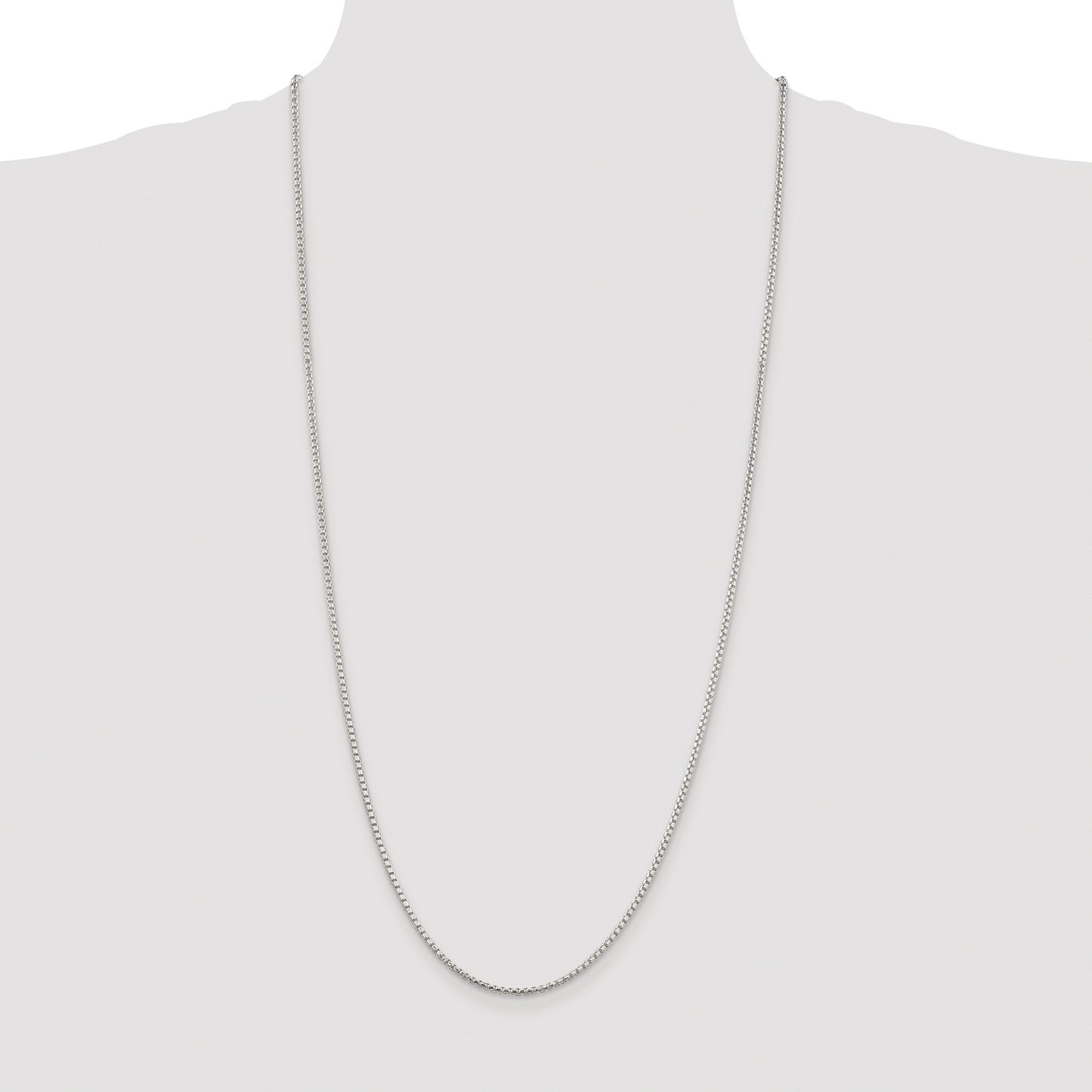 Sterling Silver Rhodium-plated 2mm Diamond-cut Round Box Chain