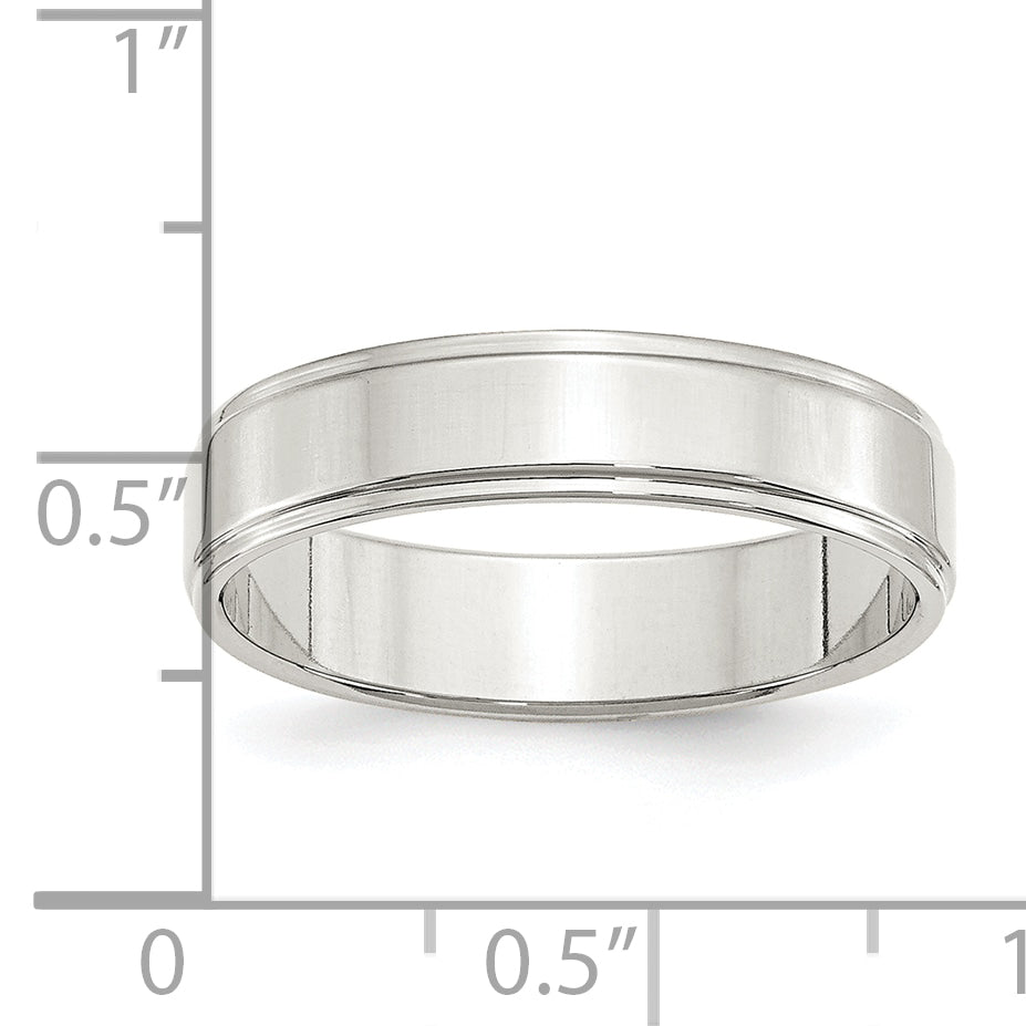 Sterling Silver 5mm Flat with Step Edge Size 6 Band