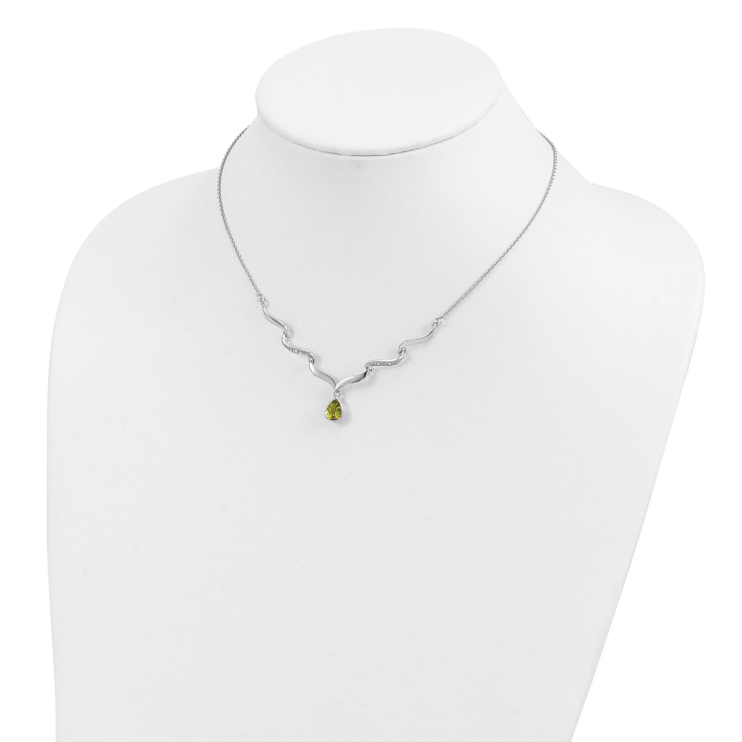 Sterling Silver RH Plated Peridot and White Topaz with 2in. Ext Necklace
