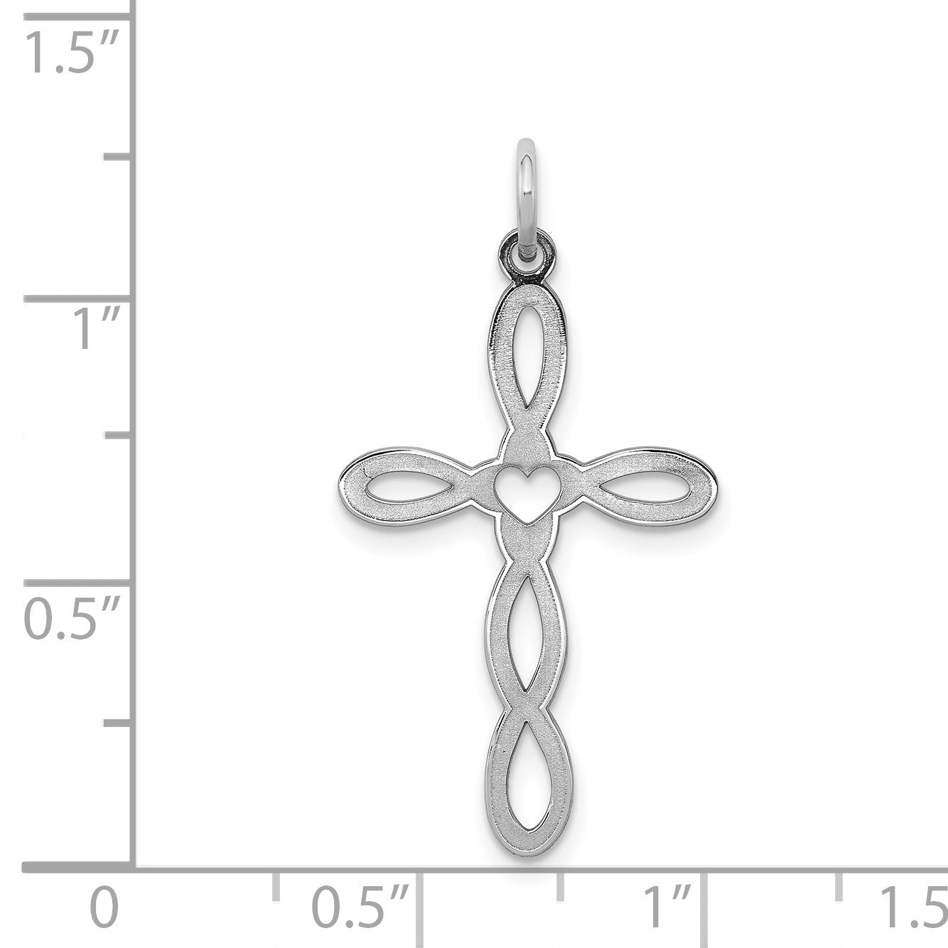 Sterling Silver Rhodium-plated Laser Cut Cross Pendant