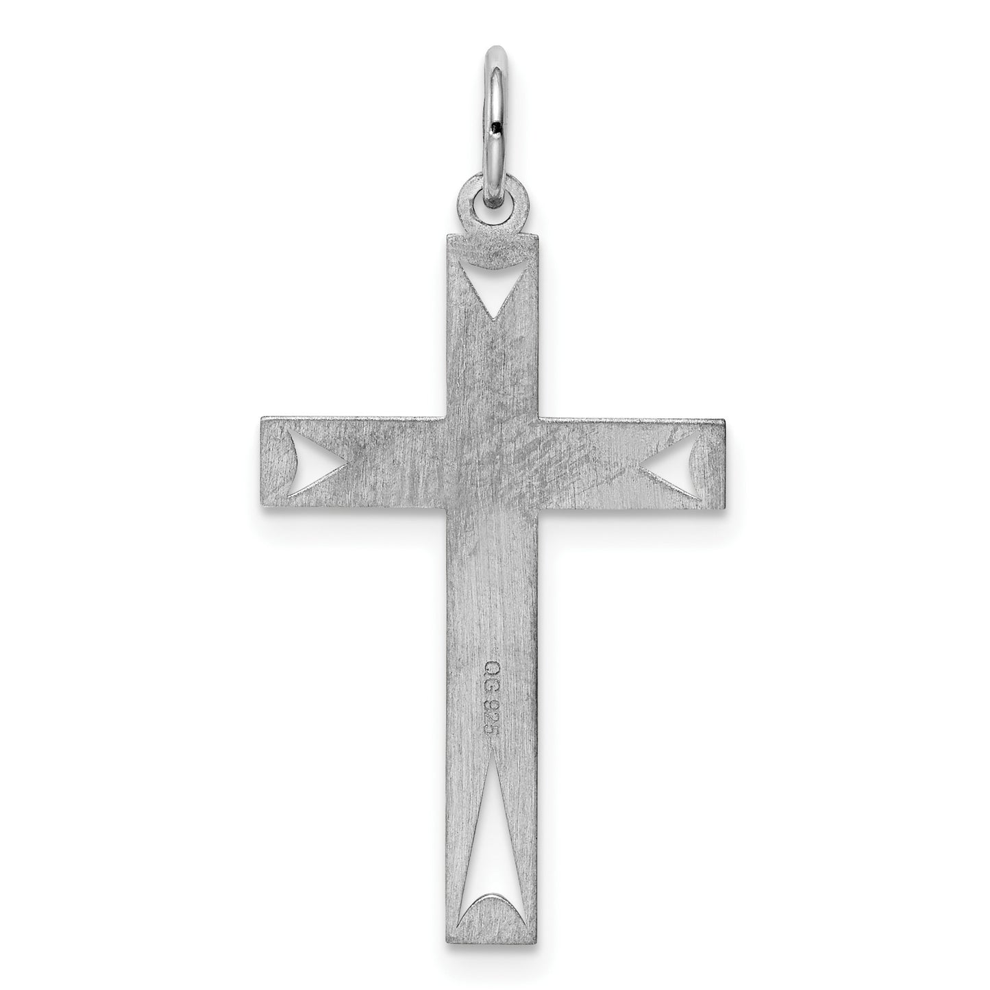 Sterling Silver Rhodium-plated Laser Cut Cross Pendant