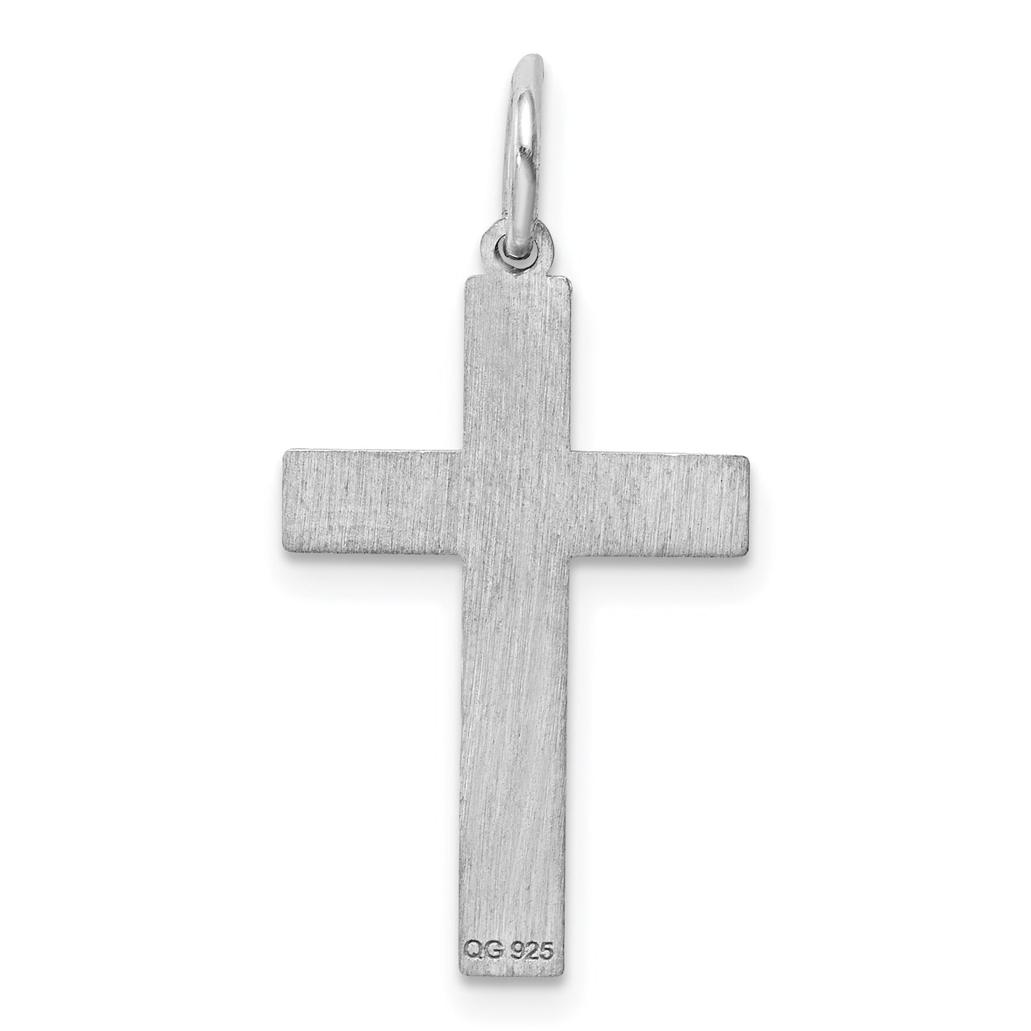 Sterling Silver Rhodium-plated Laser Cut Cross Pendant