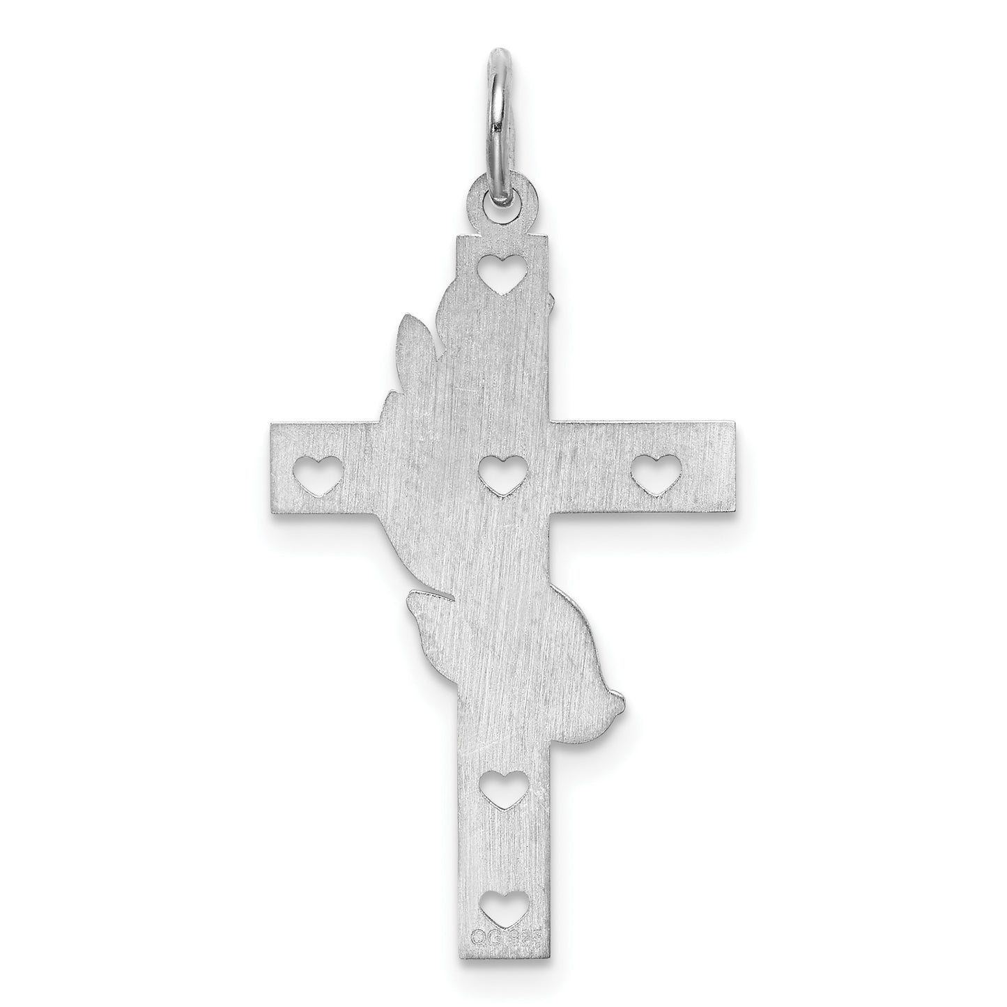 Sterling Silver Rhodium-plated Laser Cut Cross Pendant