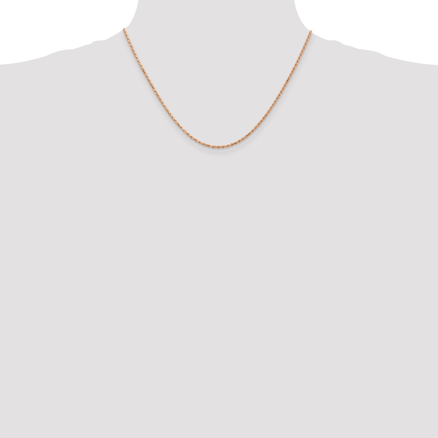 14K Rose Gold 18 inch 1.8mm Diamond-cut Man Made Rope with Lobster Clasp Chain