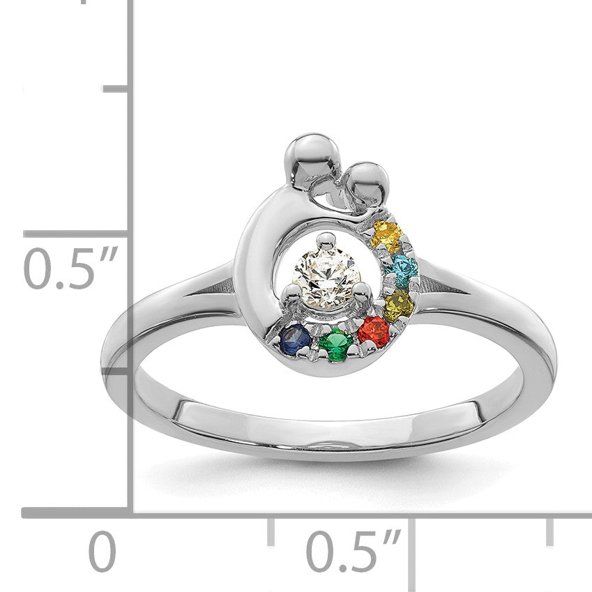 14k WG Diamond with 6 Birthstone Mother/Child Ring Semi-mount