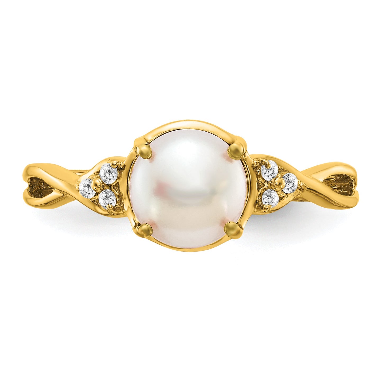 14k 7mm June/Freshwater Cultured Pearl and Diamond Ring