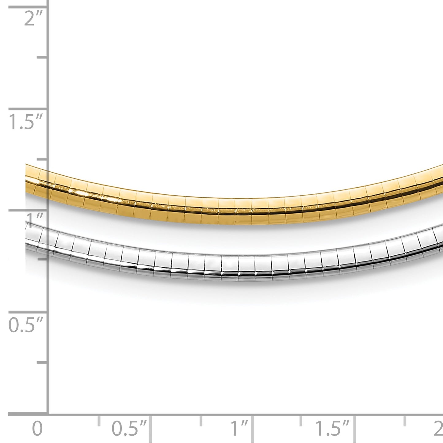 14k Two-tone 3mm Lightweight Reversible 18 inch Omega Necklace Plus 2 inch Heart Chain Extender