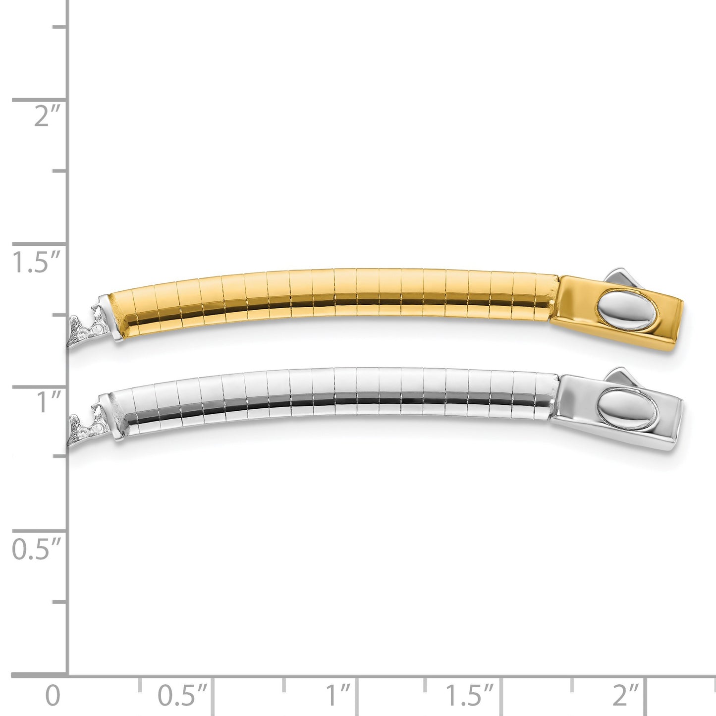 14k Two-tone 4mm White and Yellow Domed Omega 2 inch Extender for Reversible Necklace