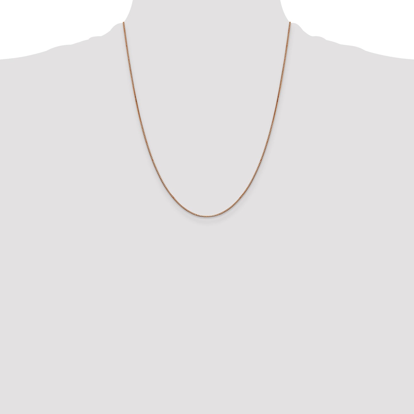 14K Rose Gold 22 inch .9mm Box Link with Lobster Clasp Chain