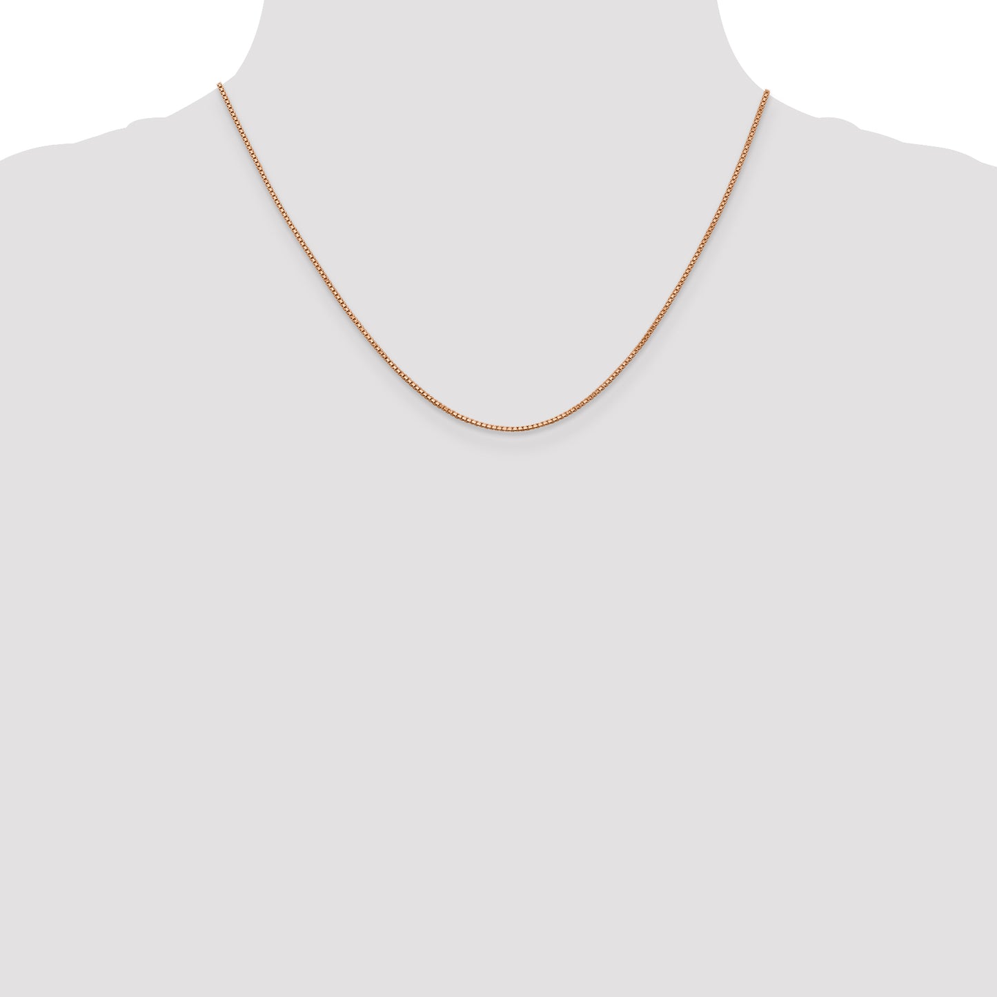 14K Rose Gold 18 inch 1mm Box Link with Lobster Clasp Chain