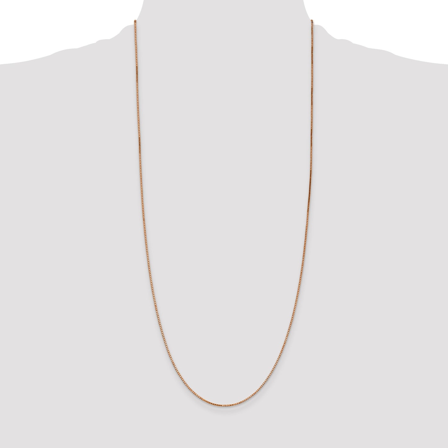 14K Rose Gold 30 inch 1.10mm Box Link with Lobster Clasp Chain