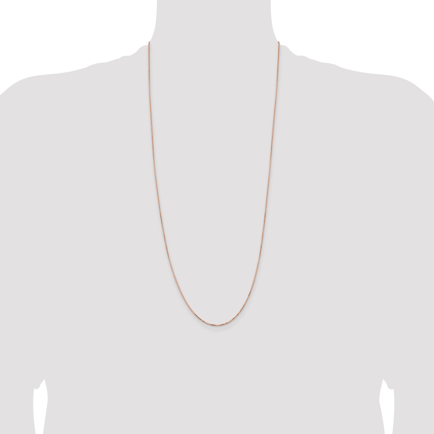 14K Rose Gold 30 inch .95mm Box Link with Lobster Clasp Chain