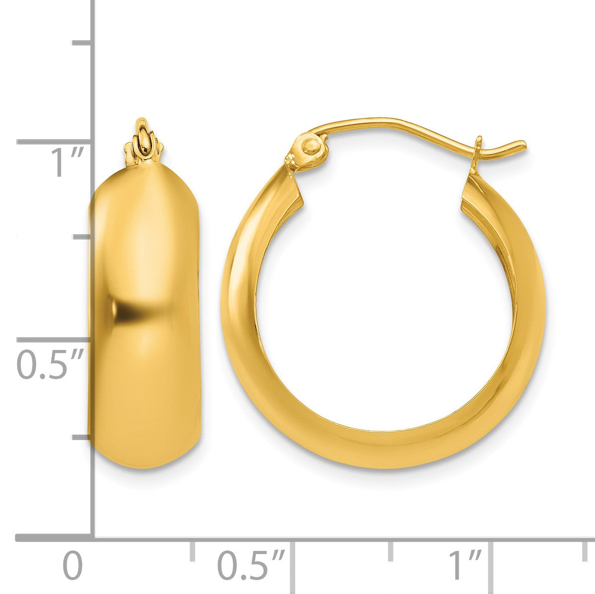 14K 7x21mm Polished Hoop Earrings