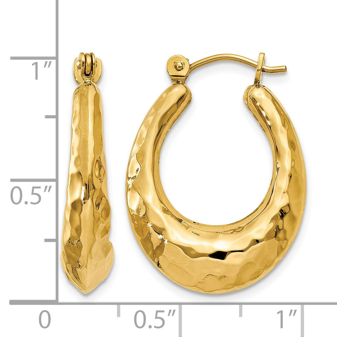 14k Hammered Fancy Hollow Hoop Earrings