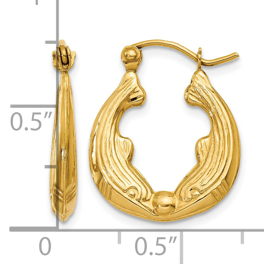 14k Dolphin Hoop Earrings