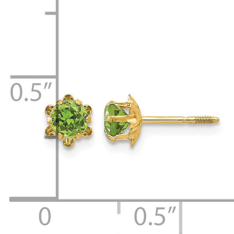 14k Madi K 4mm Round CZ August Birthstone Screwback Post Earrings
