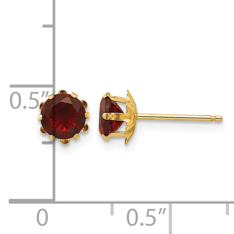 14k Madi K 5mm Round CZ January Birthstone Post Earrings