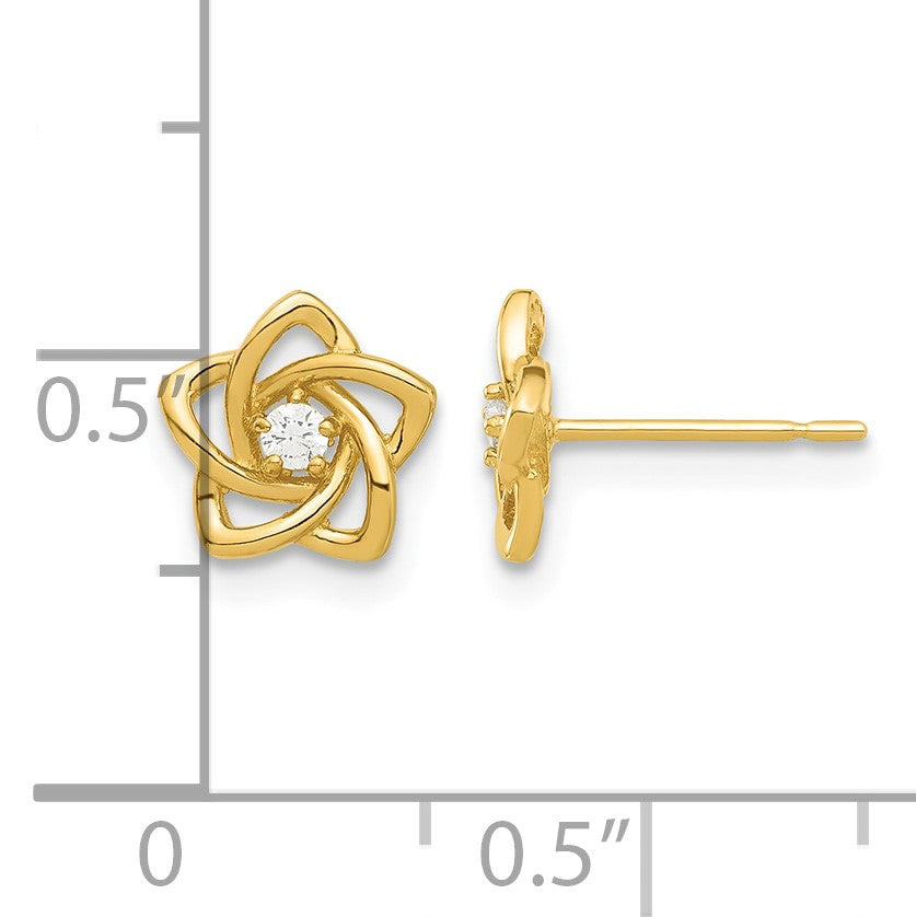 14k Madi K Polished CZ Flower Childrens Post Earrings