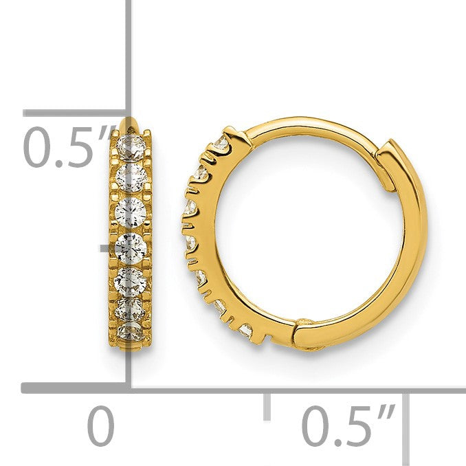 14k Madi K Polished CZ 2x11mm Hinged Hoop Earrings