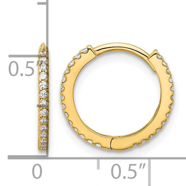 14k Madi K Polished CZ 1.25x14mm Hinged Hoop Earrings