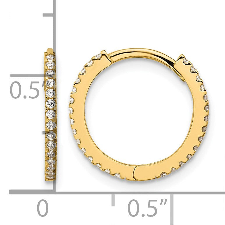14k Madi K Polished CZ 1.25x15mm Hinged Hoop Earrings
