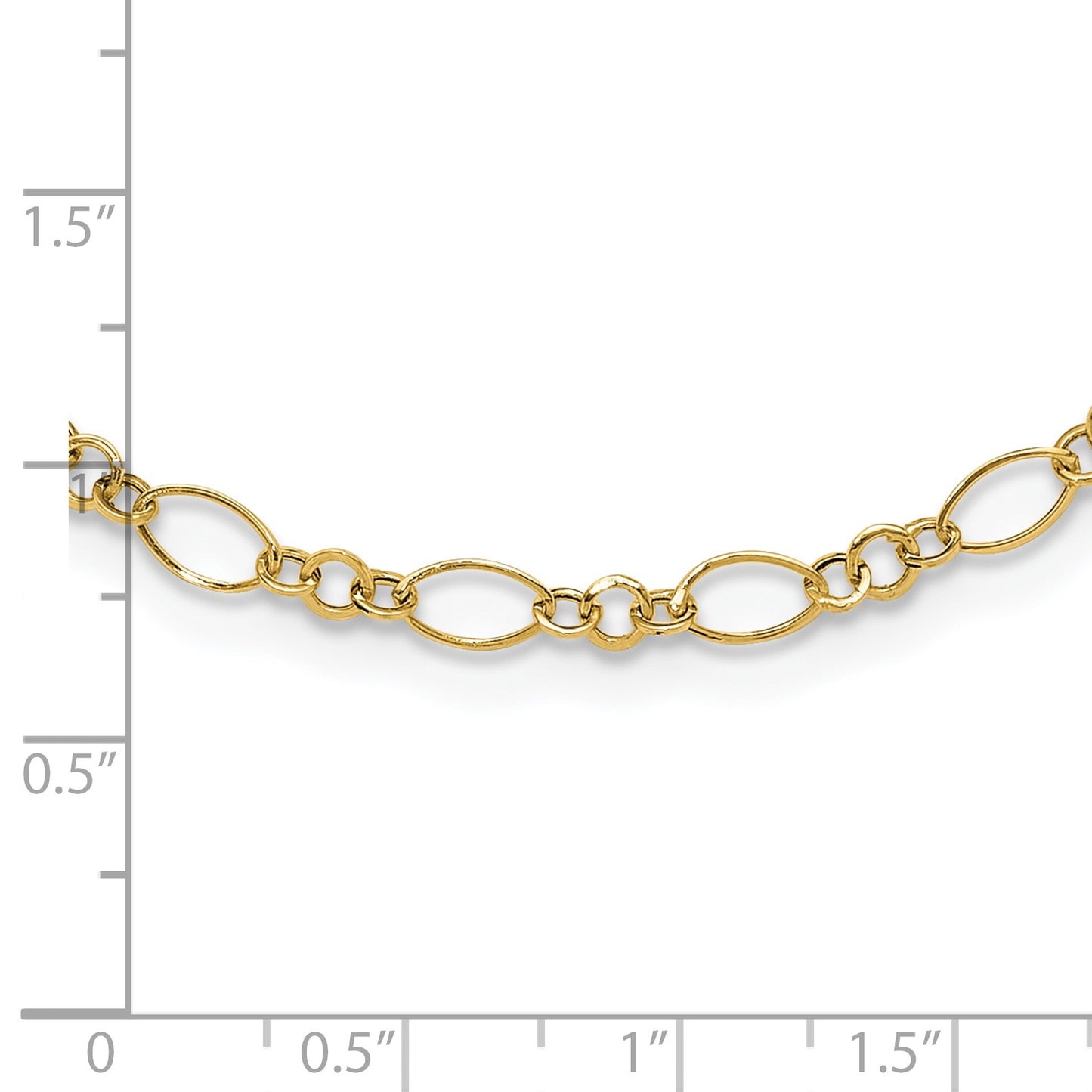 14k Polished 3mm Fancy Oval and Round Link 18 inch Necklace