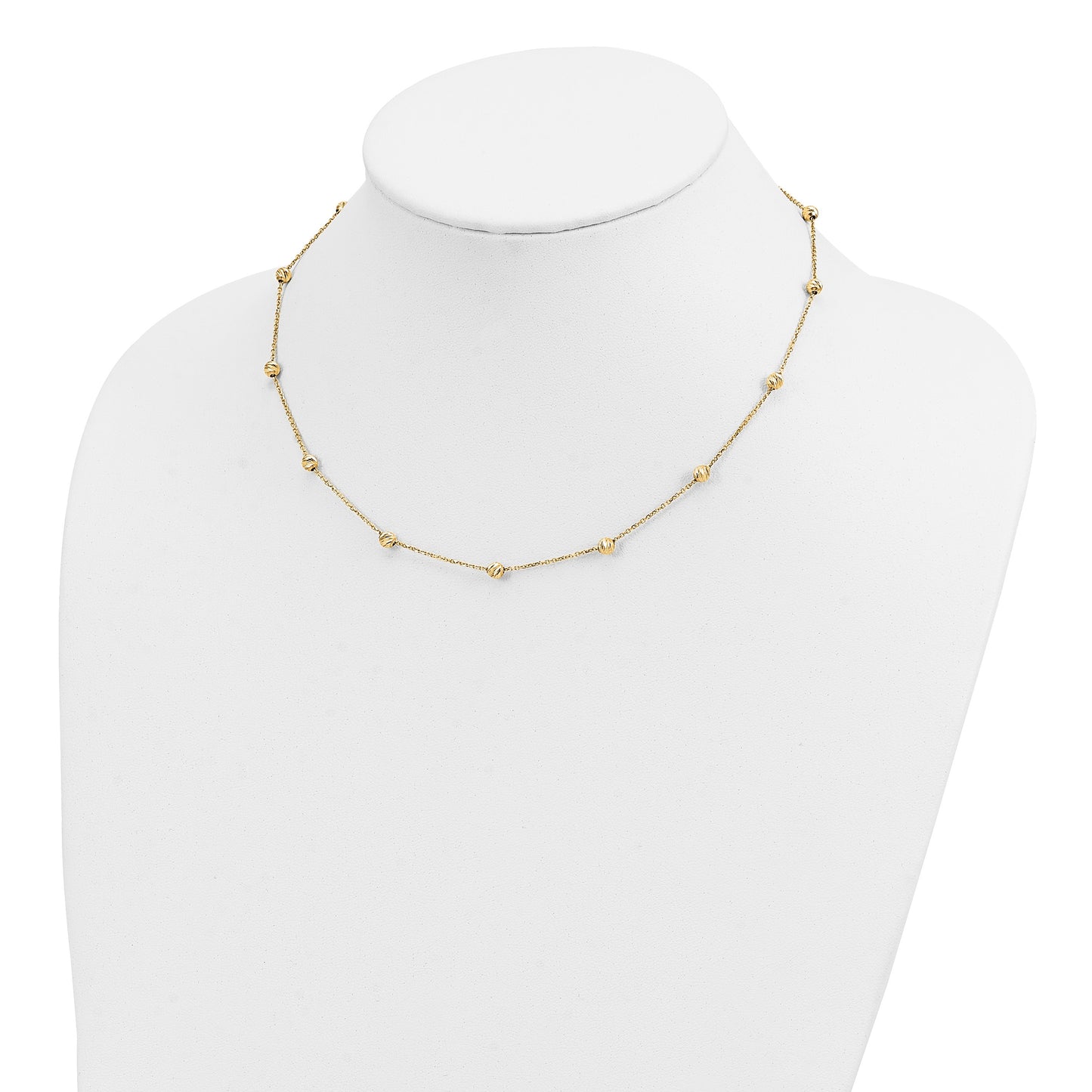 14K Diamond-cut Beads 17 inch Station Necklace